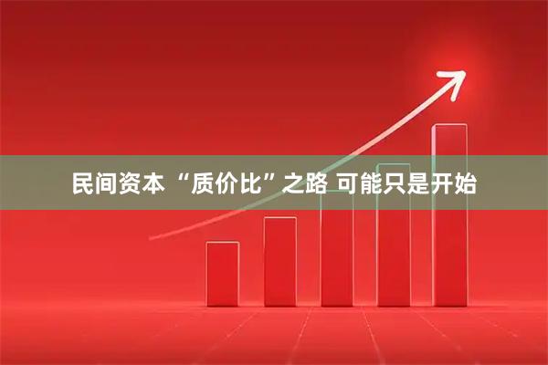 民间资本 “质价比”之路 可能只是开始